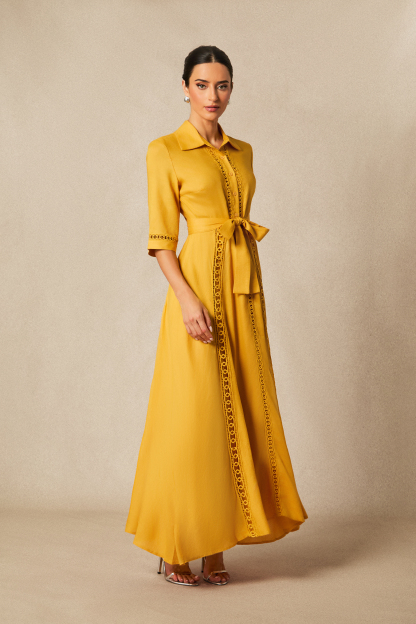 Angelina Lace Embroidered Long Sleeve Maxi Dress