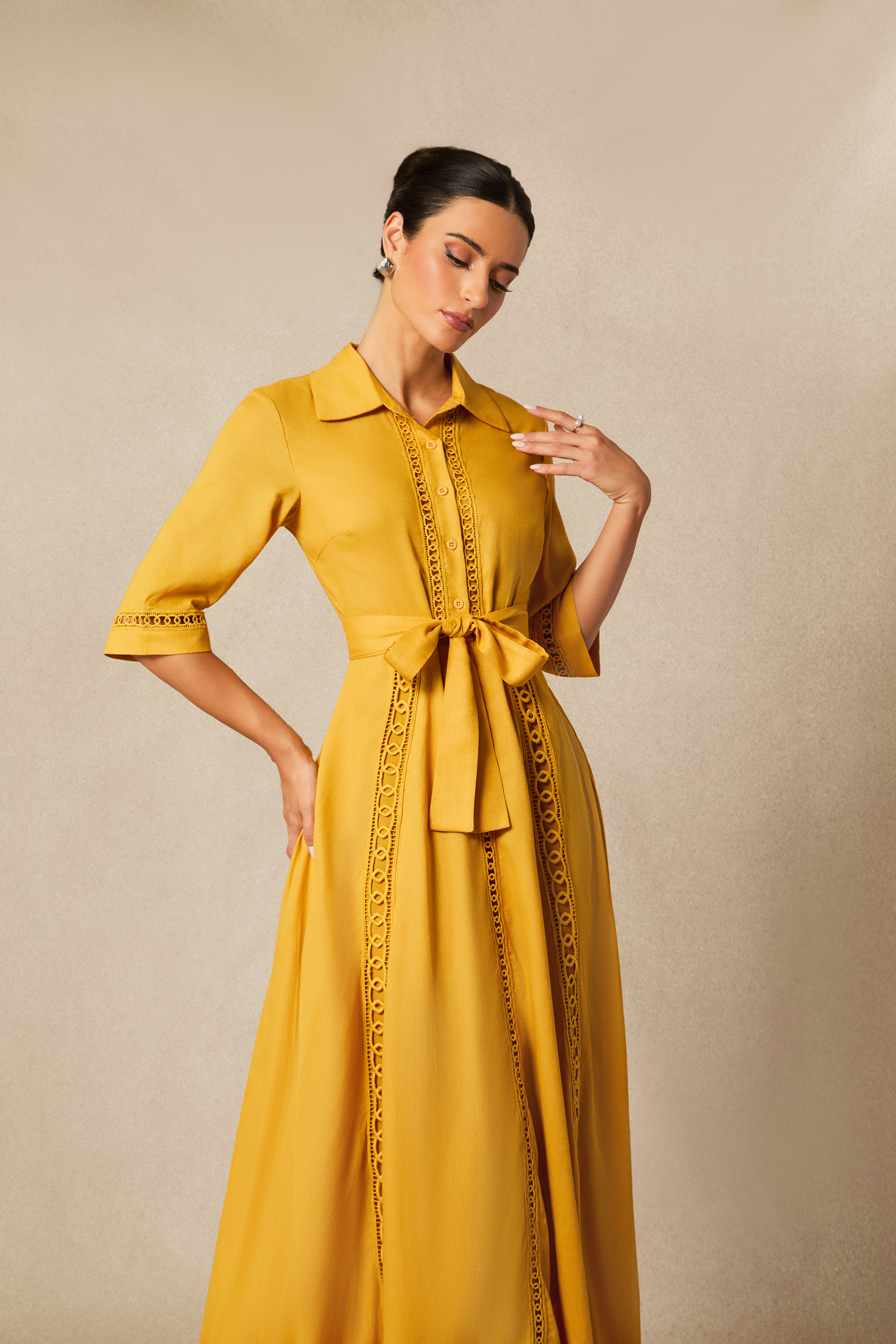 Angelina Lace Embroidered Long Sleeve Maxi Dress