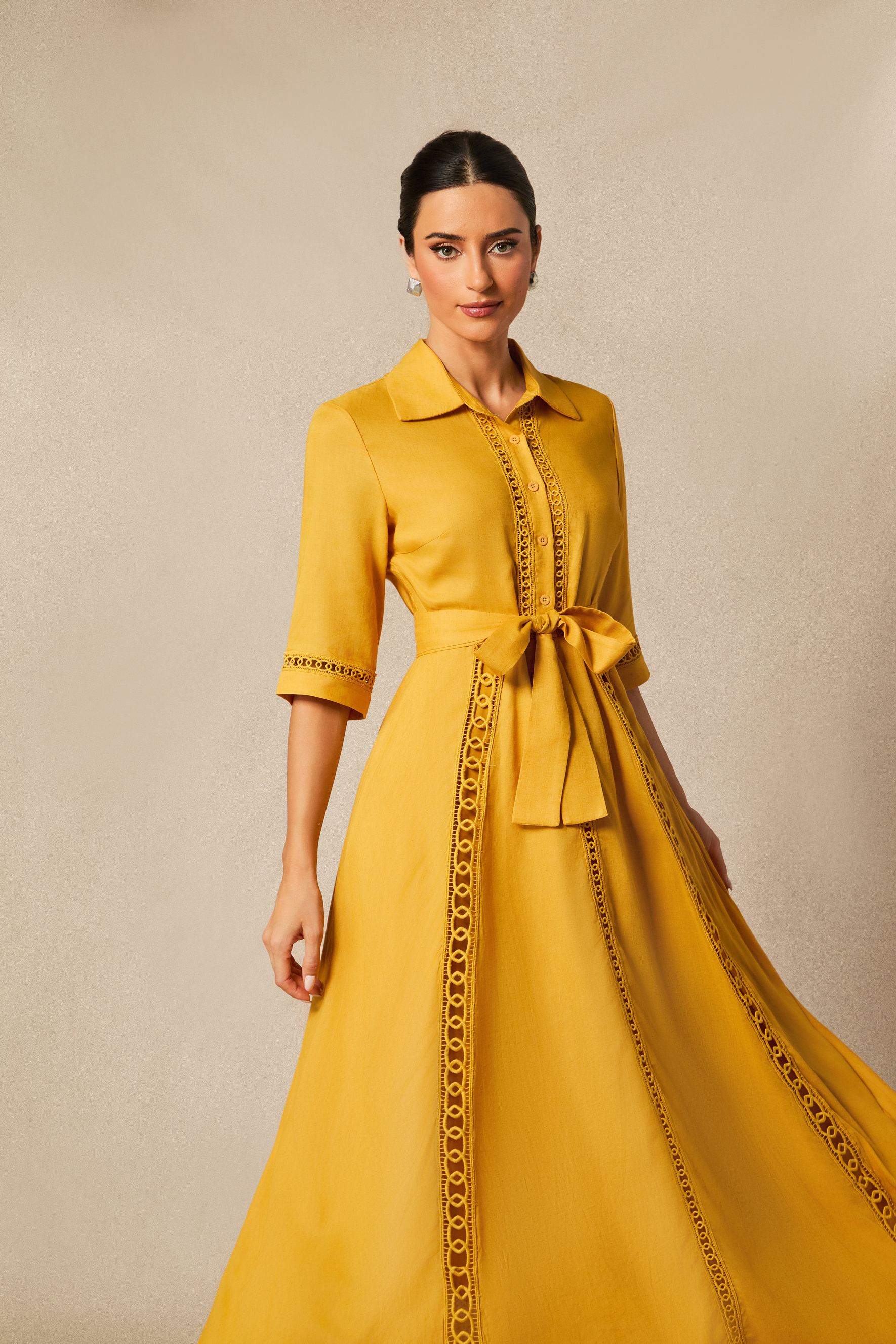 Angelina Lace Embroidered Long Sleeve Maxi Dress