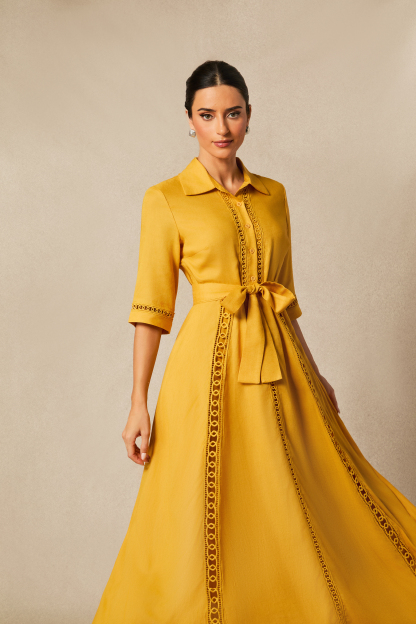 Angelina Lace Embroidered Long Sleeve Maxi Dress