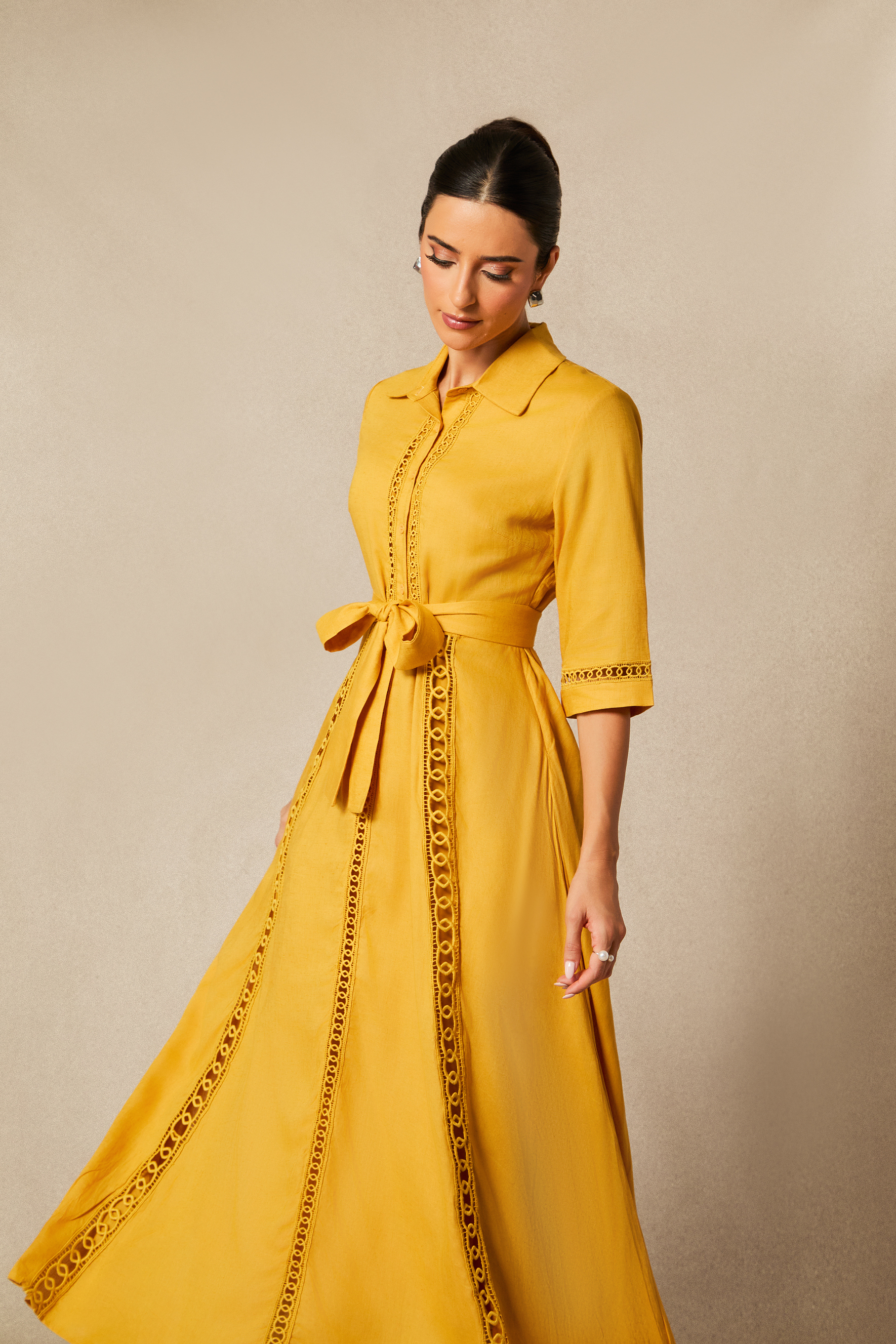 Angelina Lace Embroidered Long Sleeve Maxi Dress