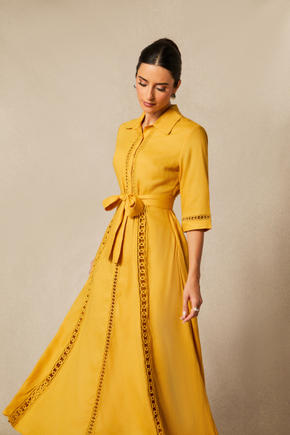 Angelina Lace Embroidered Long Sleeve Maxi Dress