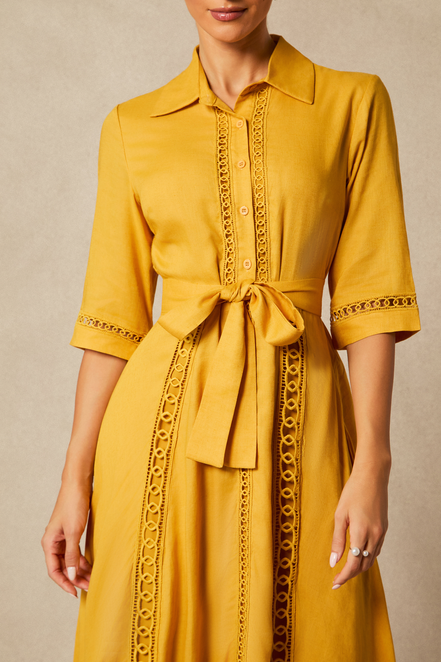 Angelina Lace Embroidered Long Sleeve Maxi Dress