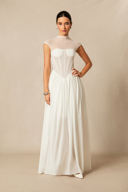 Alyssa Cap Sleeve Corset Maxi Dress