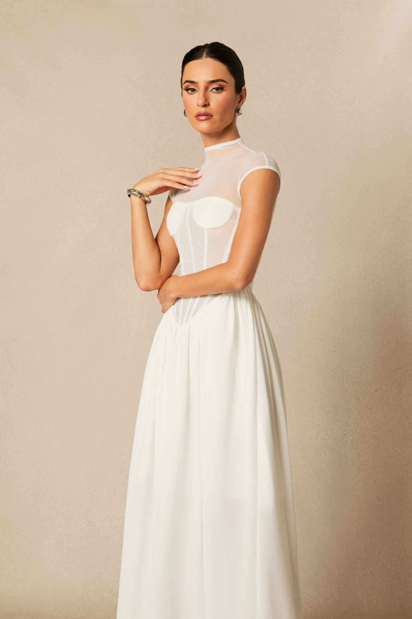 Alyssa Cap Sleeve Corset Maxi Dress