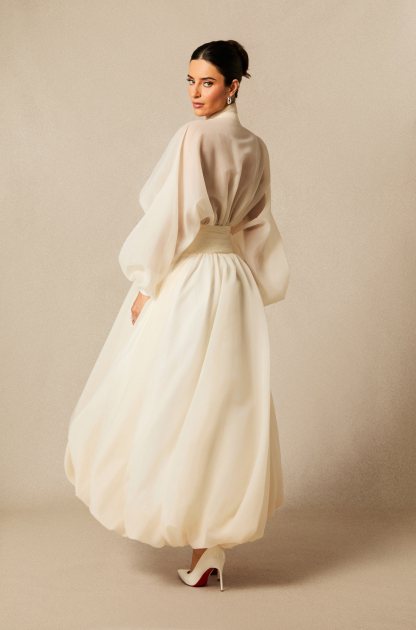 Lilly Deep V-neck Puff Sleeve Maxi Dress