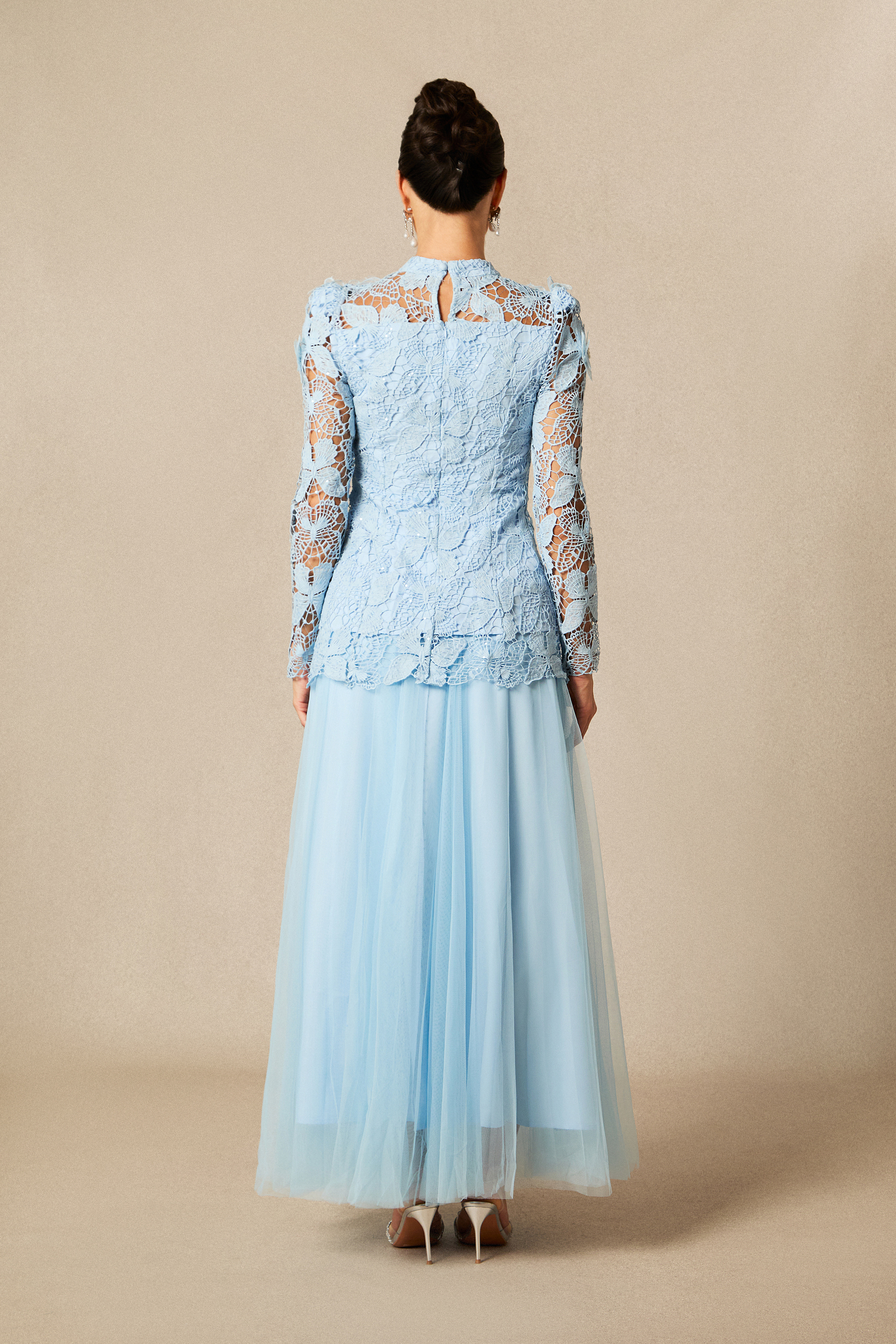 Elizabeth Butterfly Embroidered Lace Maxi Dress