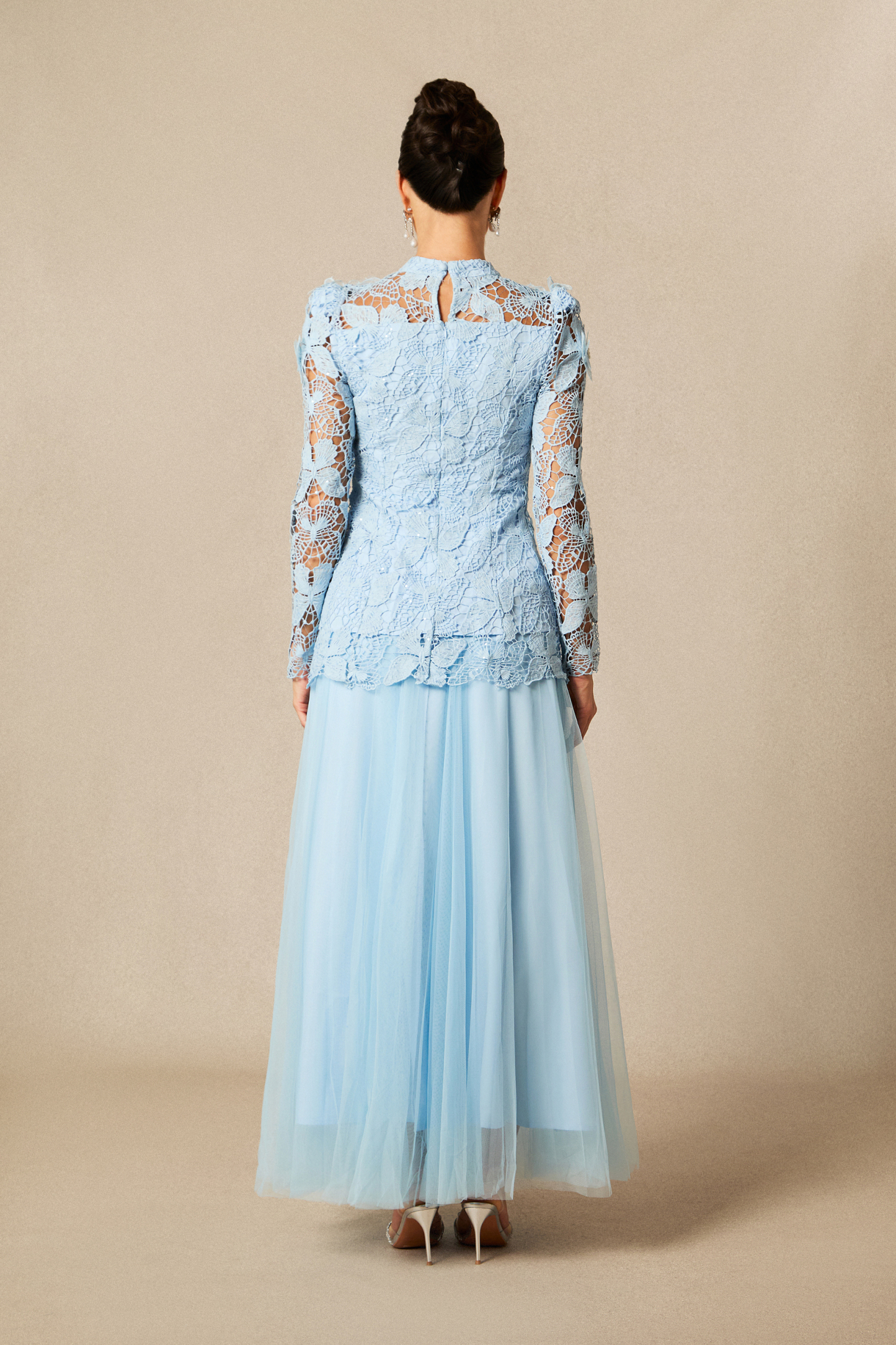 Elizabeth Butterfly Embroidered Lace Maxi Dress
