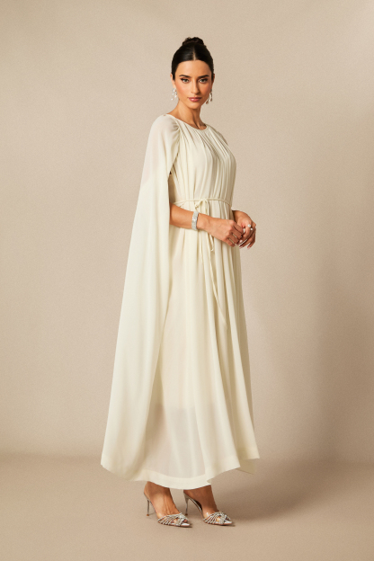Aria Gathered Cape Chiffon Maxi Dress