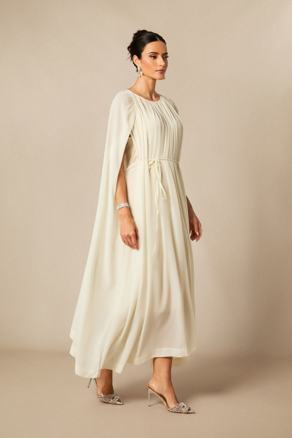 Aria Gathered Cape Chiffon Maxi Dress