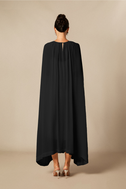 Aria Gathered Cape Chiffon Maxi Dress