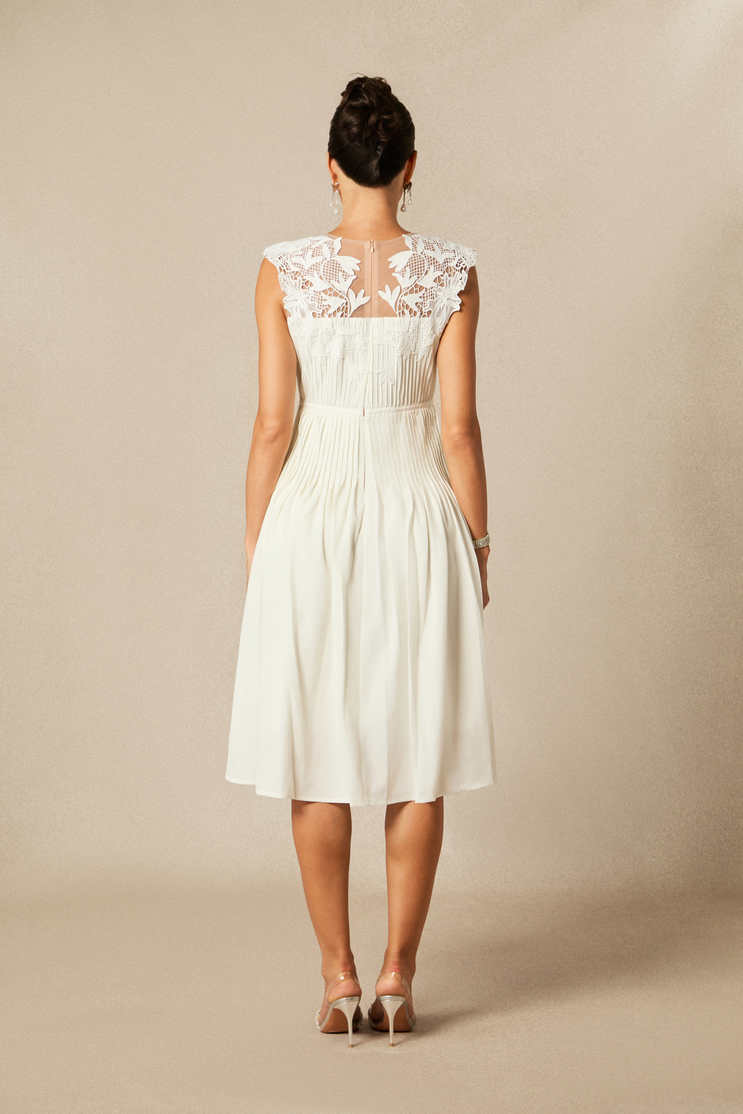 Freya Lace Embellished Pleated Midi Dress