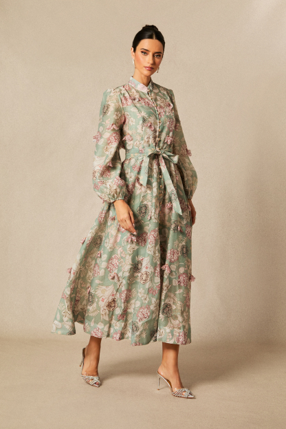 Sophie Floral Print Long Sleeve Midi Dress