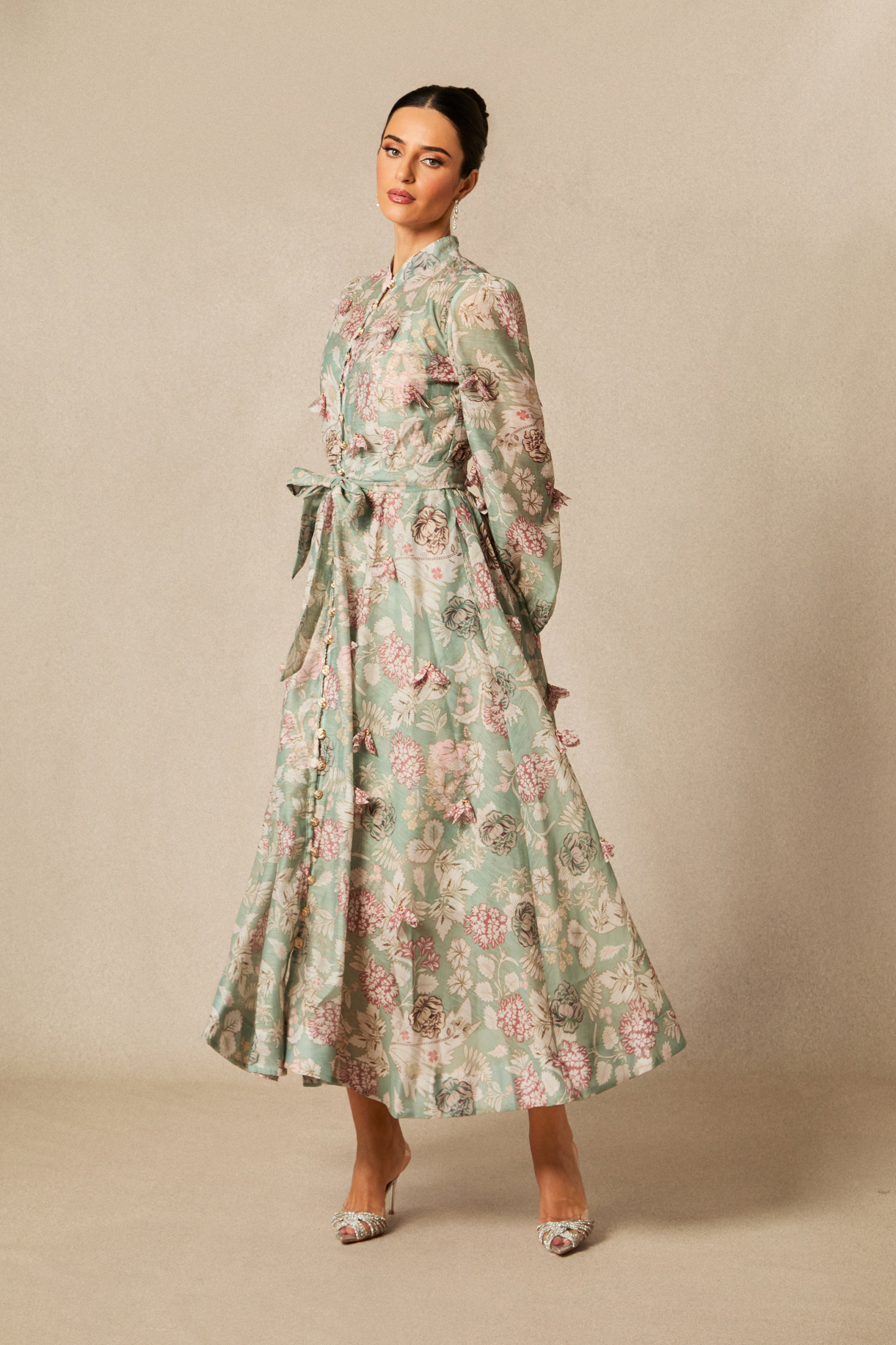 Sophie Floral Print Long Sleeve Midi Dress