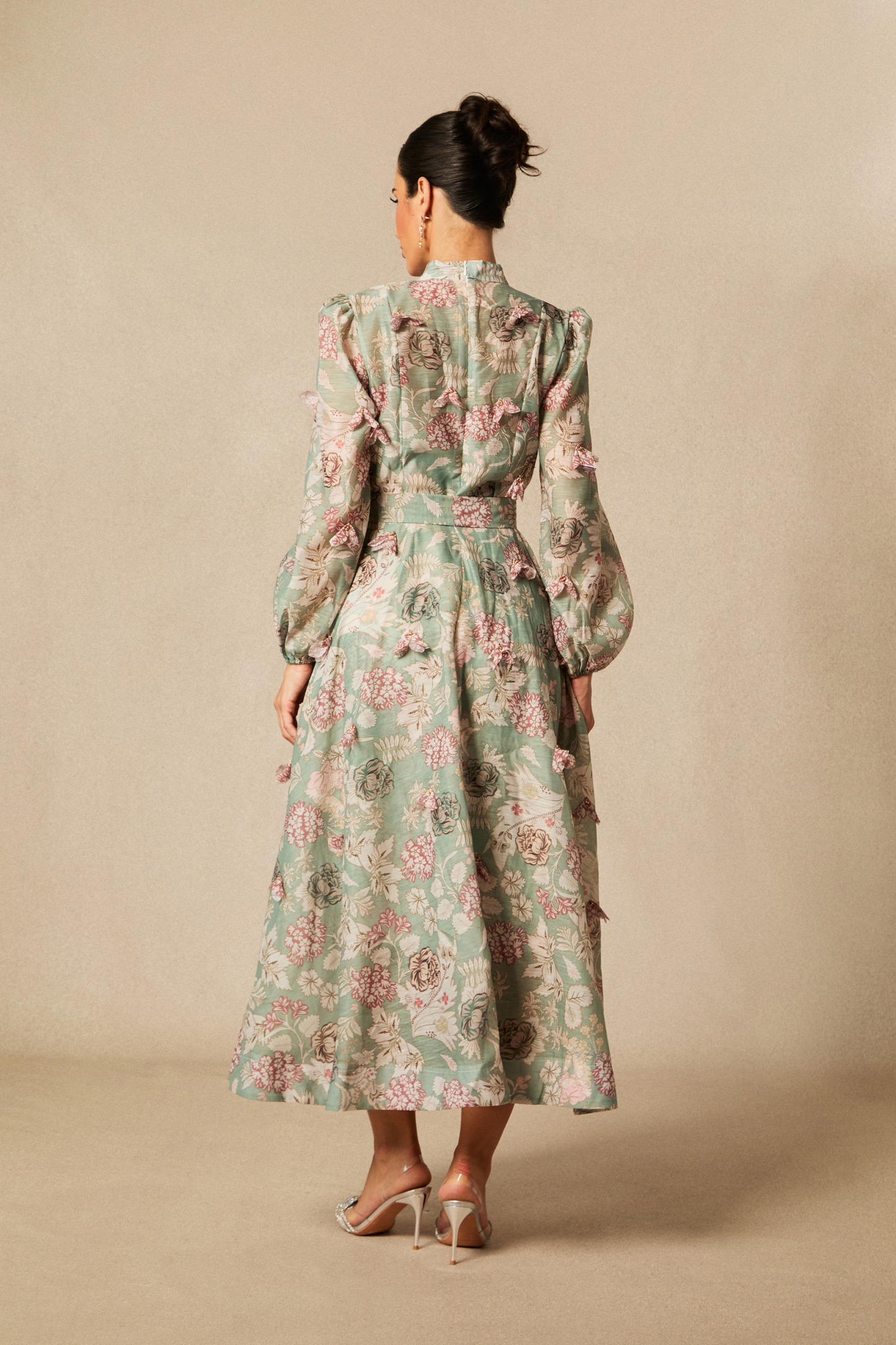 Sophie Floral Print Long Sleeve Midi Dress