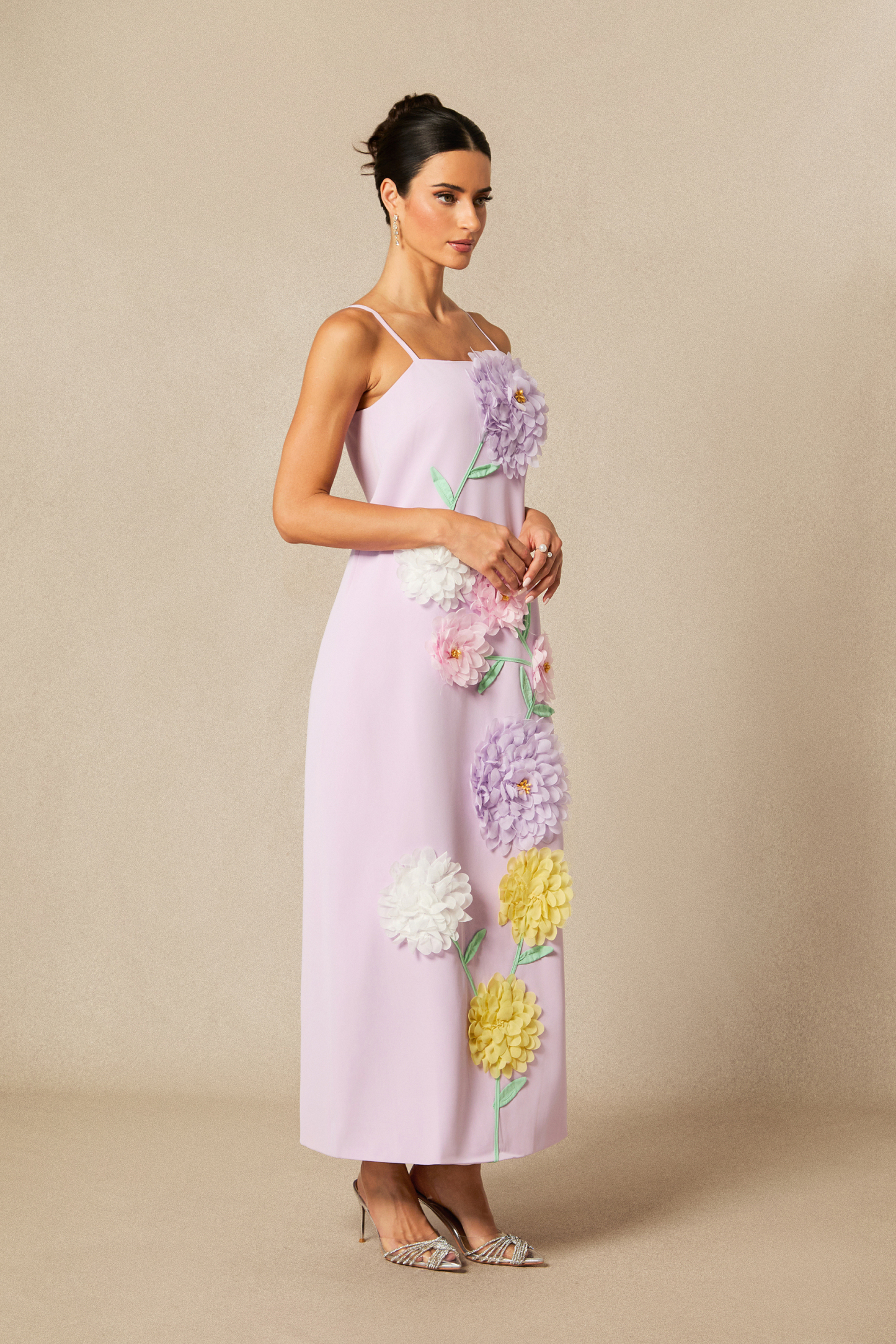 Louisa Floral Maxi Dress with Applique Spaghetti Straps | sunfere