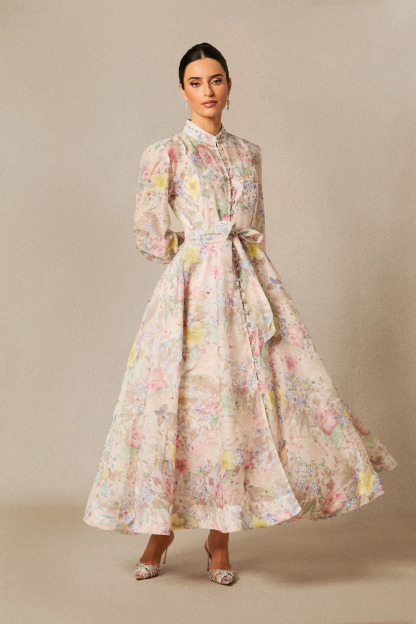 Anne Floral Print Balloon Sleeve Maxi Dress