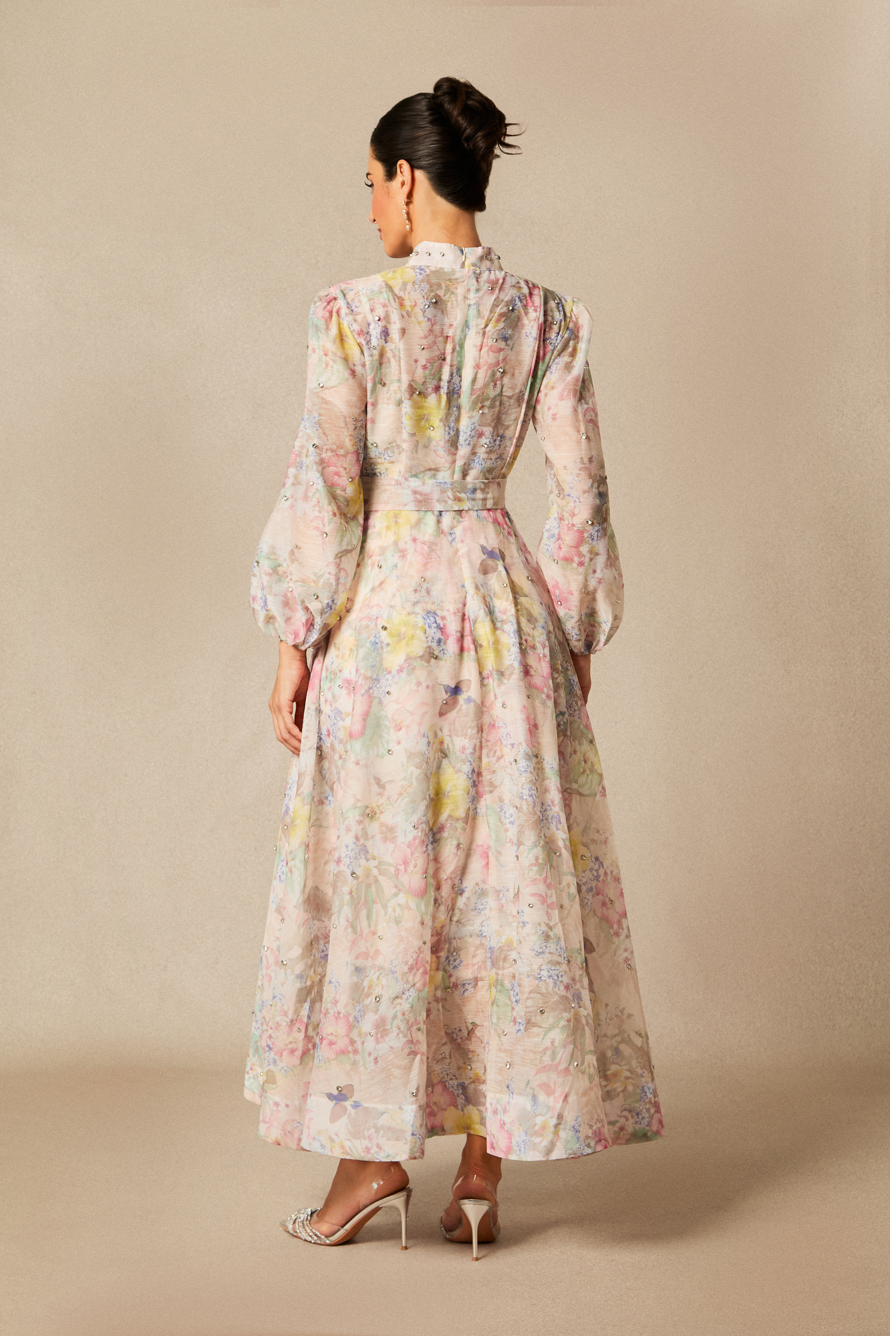 Anne Floral Print Balloon Sleeve Maxi Dress