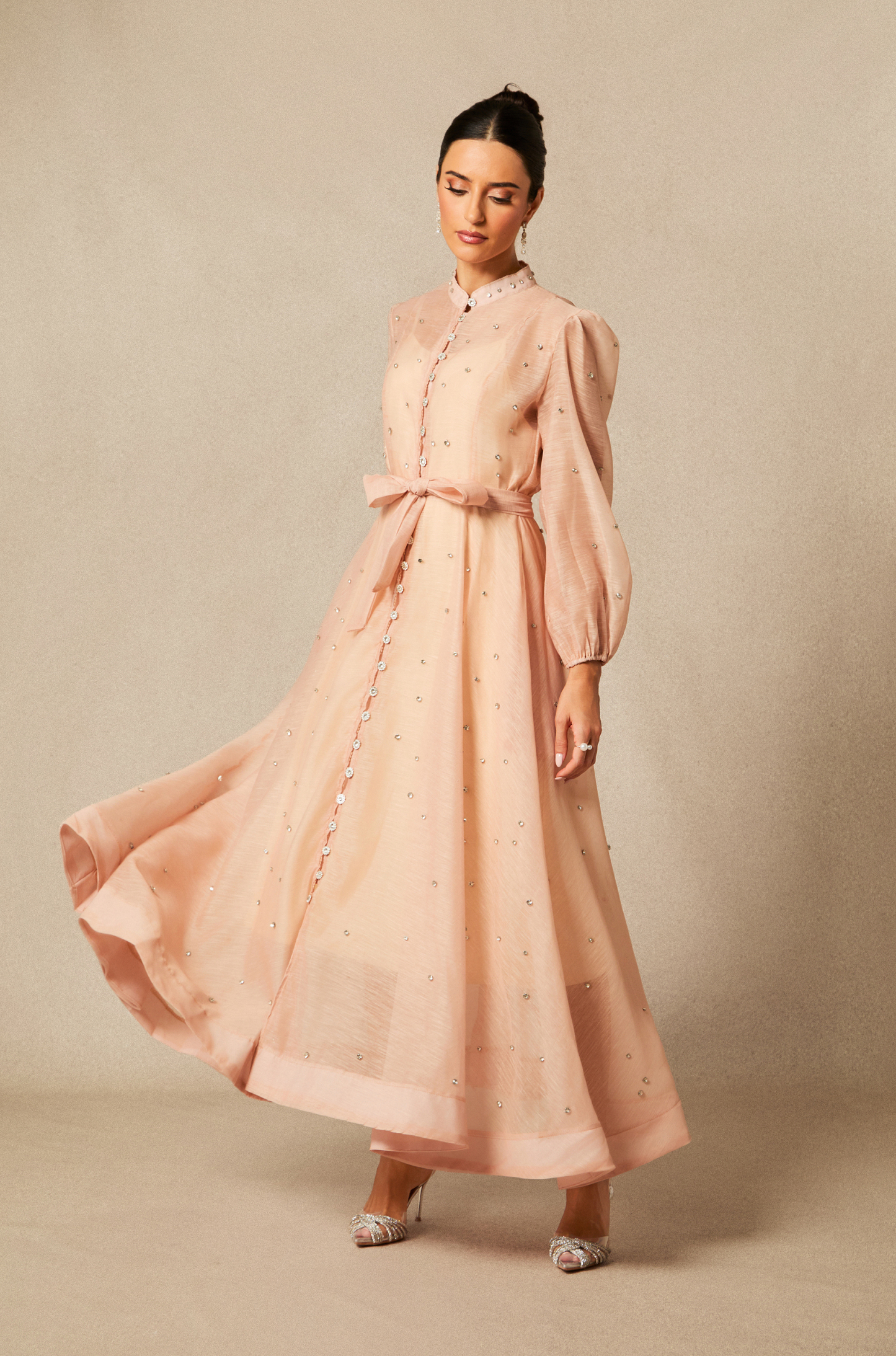 Emelia Crystal Embellished Sheer Maxi Dress