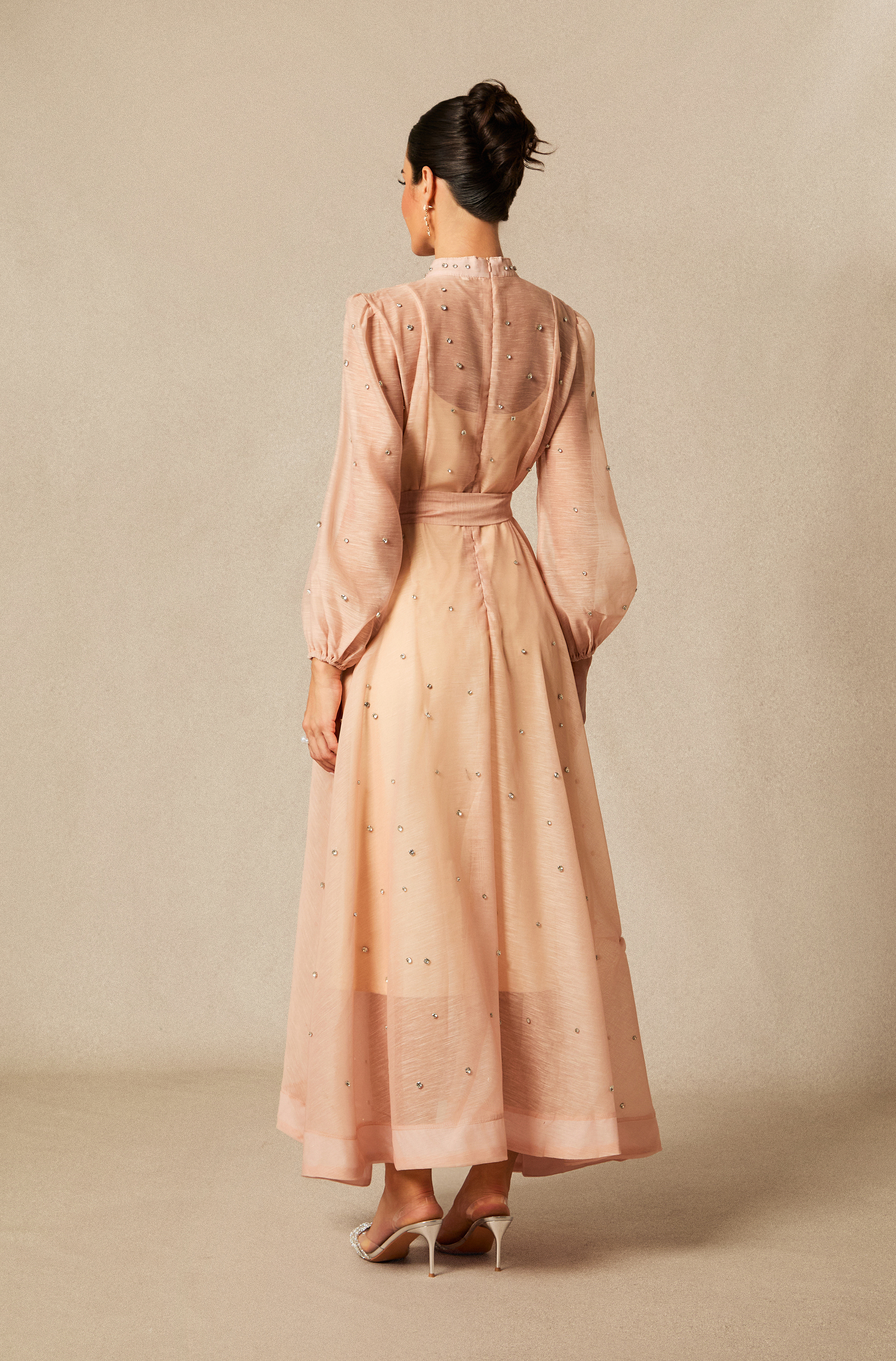 Emelia Crystal Embellished Sheer Maxi Dress