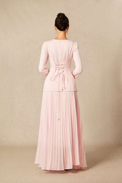 Athena Crystal Embellished Top & Pleated Skirt Set