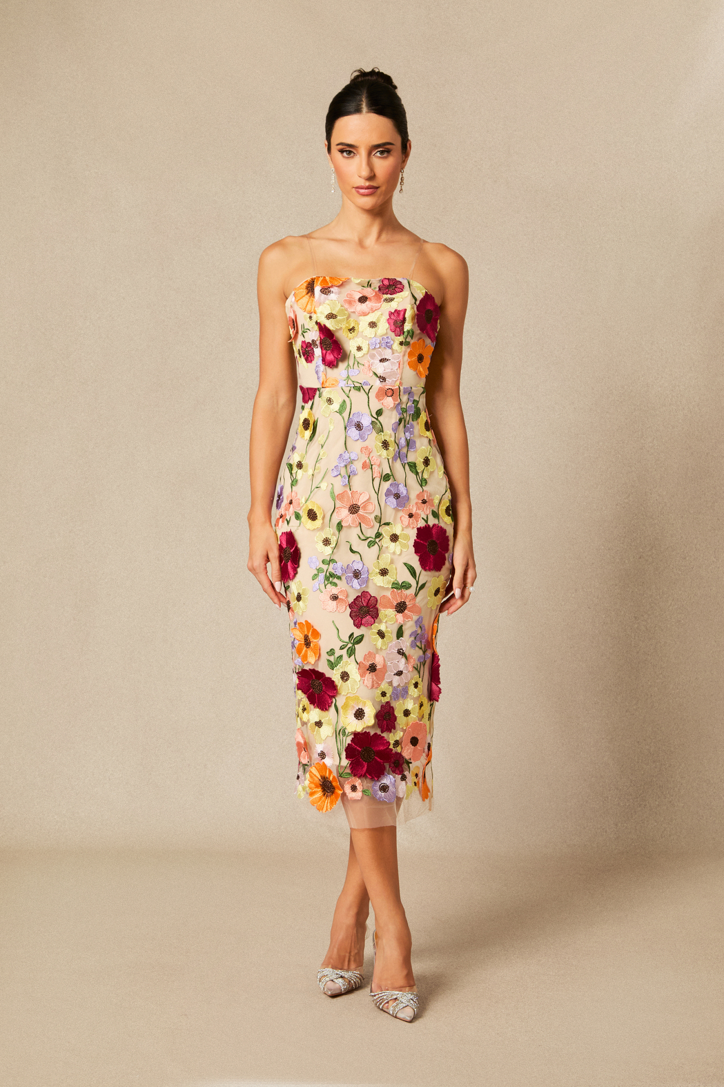 Embroidered Floral Strapless Dress ｜Resort Tropical women Vacation Dresses - sunfere