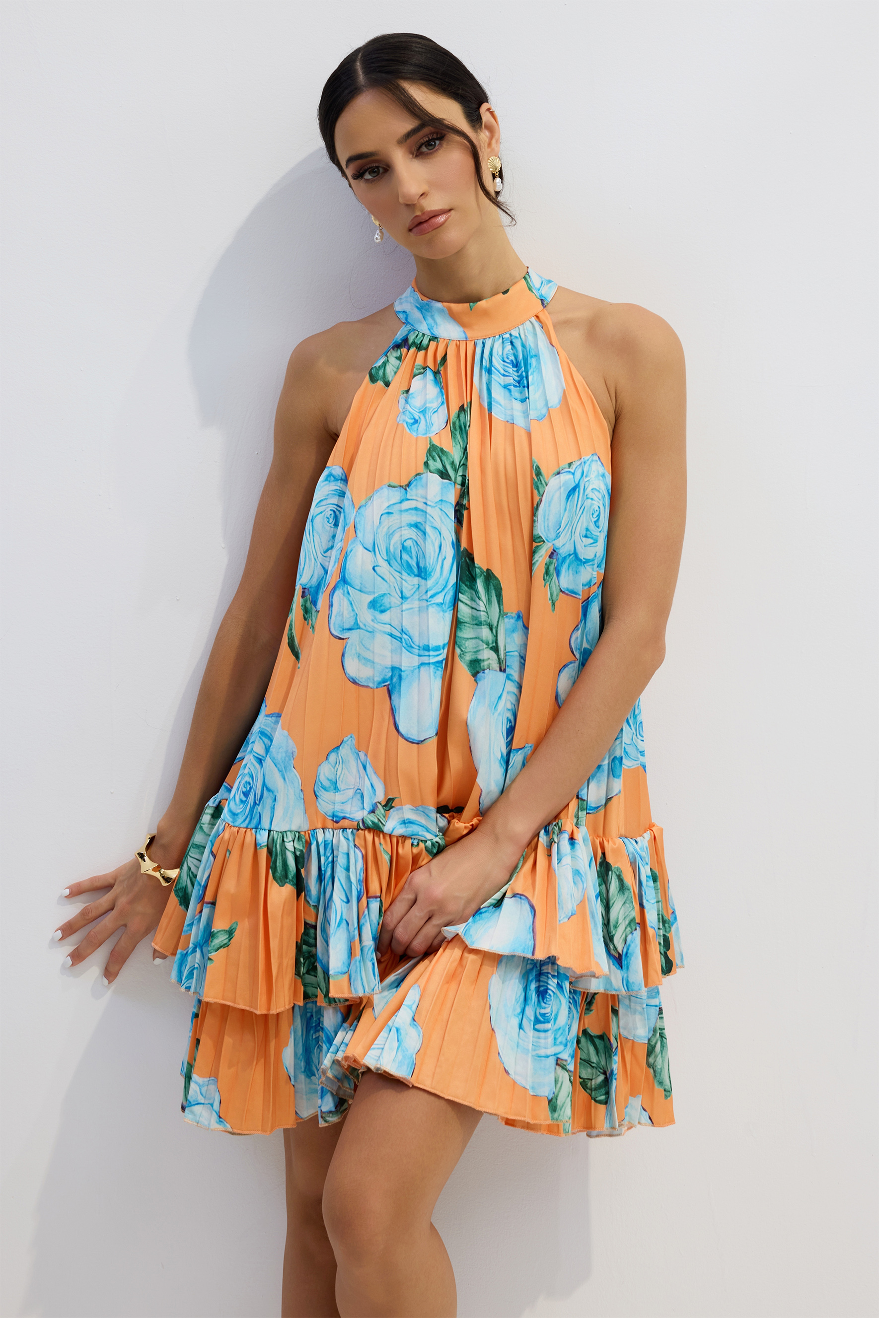 Hilda Rose Print Tiered Mini Dress