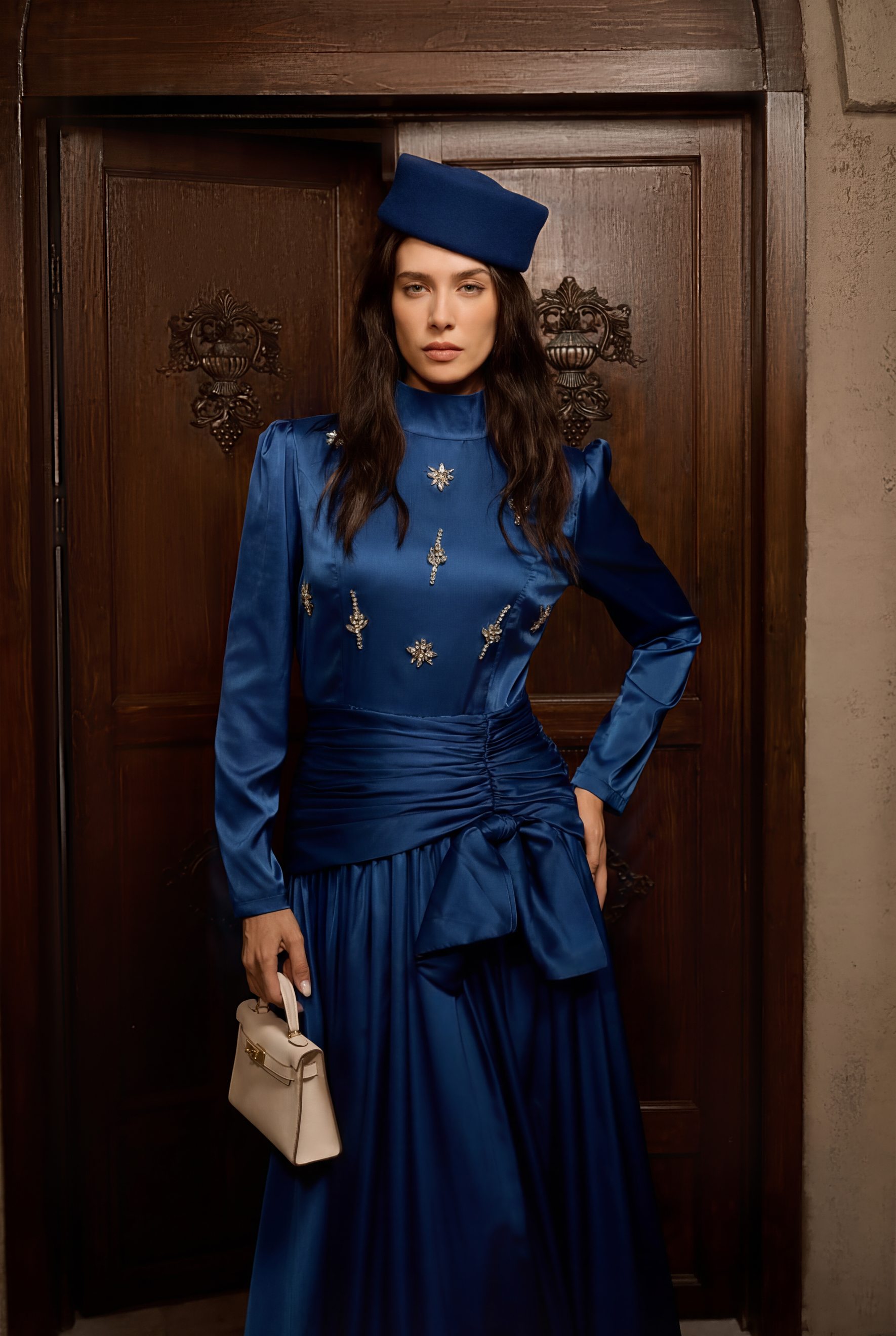 Flirtation Hour Burgundy Diamante Ruched Maxi Dress