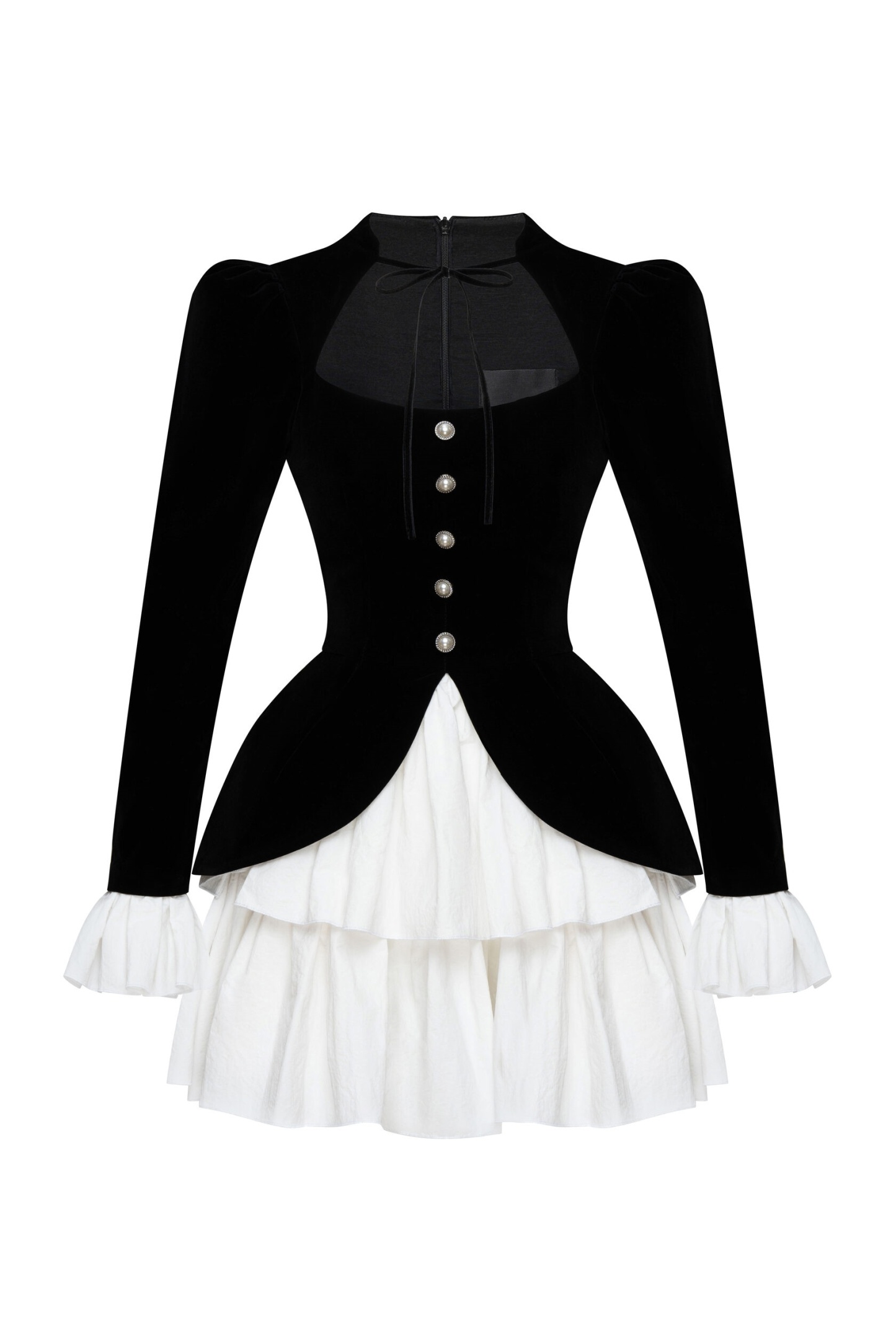 Eveline Velvet Square Neck Tiered Mini Dress