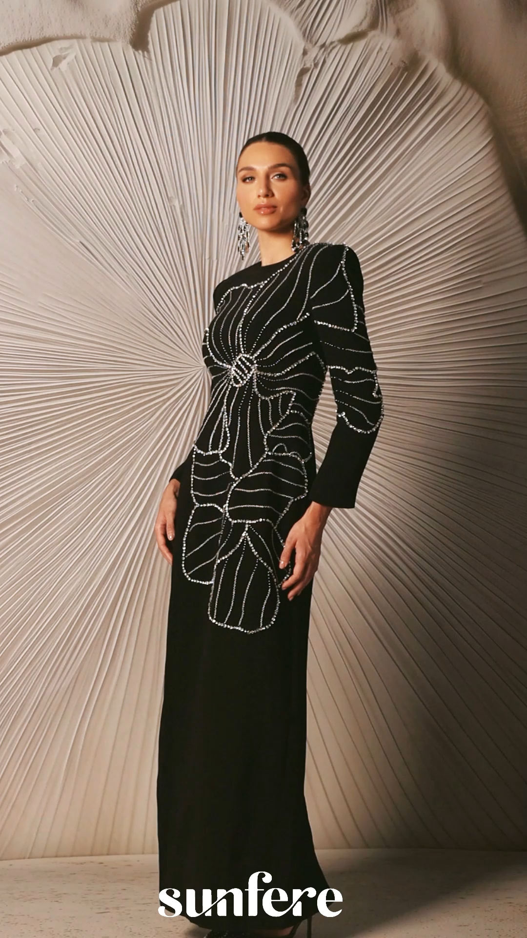 Amanda Embellished Floral Long Sleeve Maxi Dress