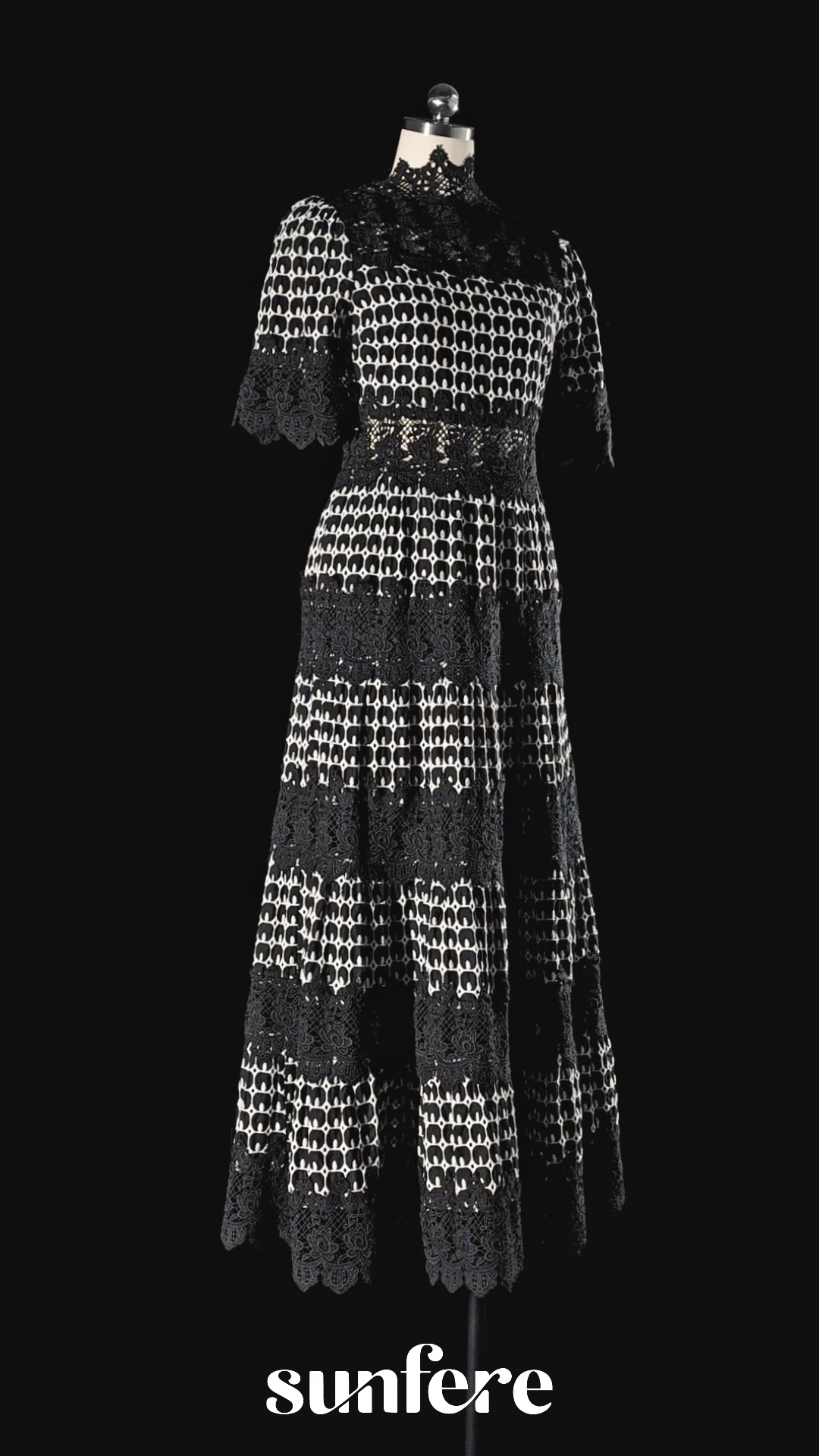 Sabrina Embroidered Lace Short Sleeve Midi Dress