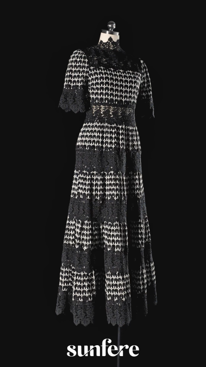 Sabrina Embroidered Lace Short Sleeve Midi Dress