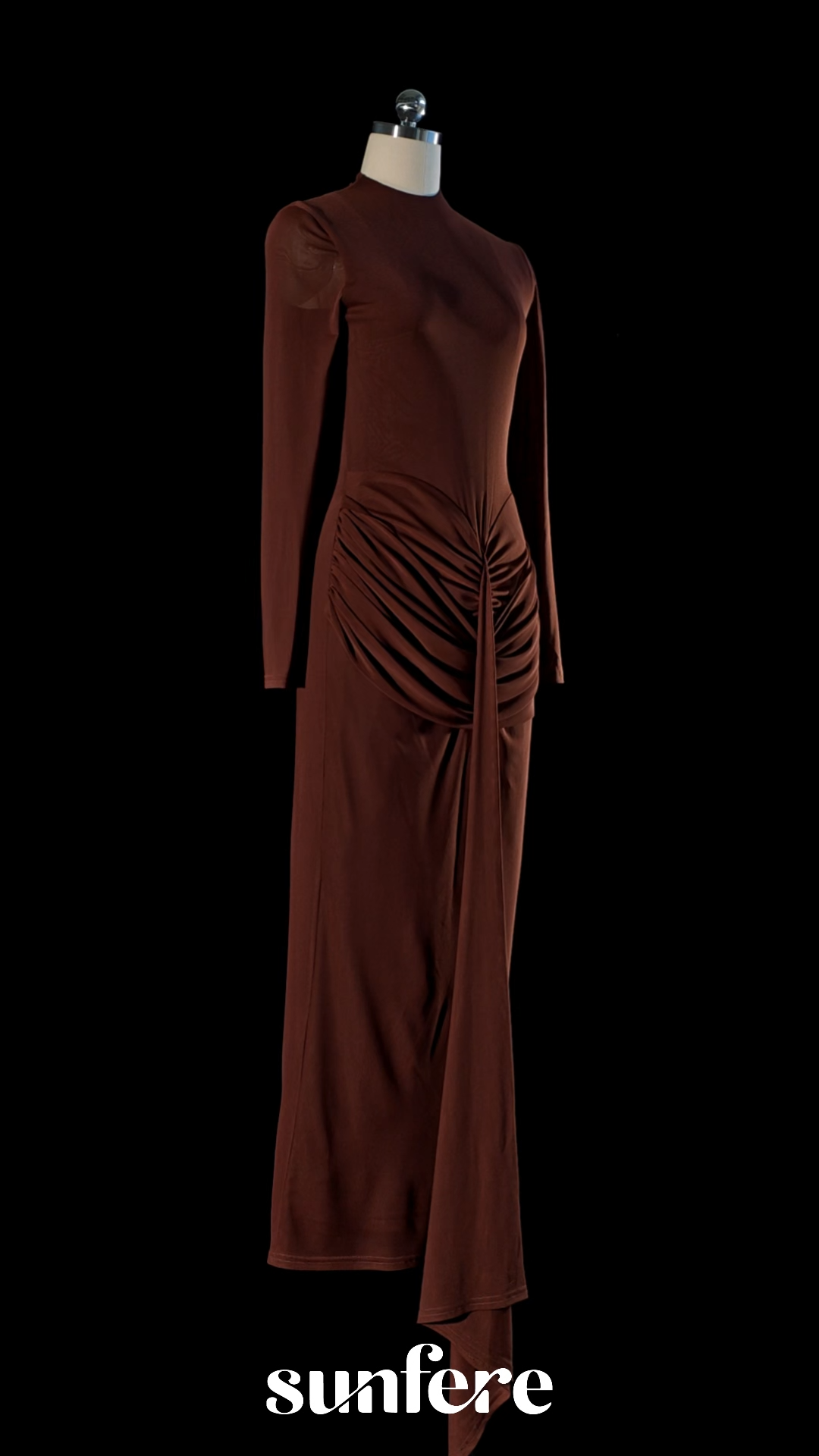 Alexis Long Sleeve Draped Cape Maxi Dress