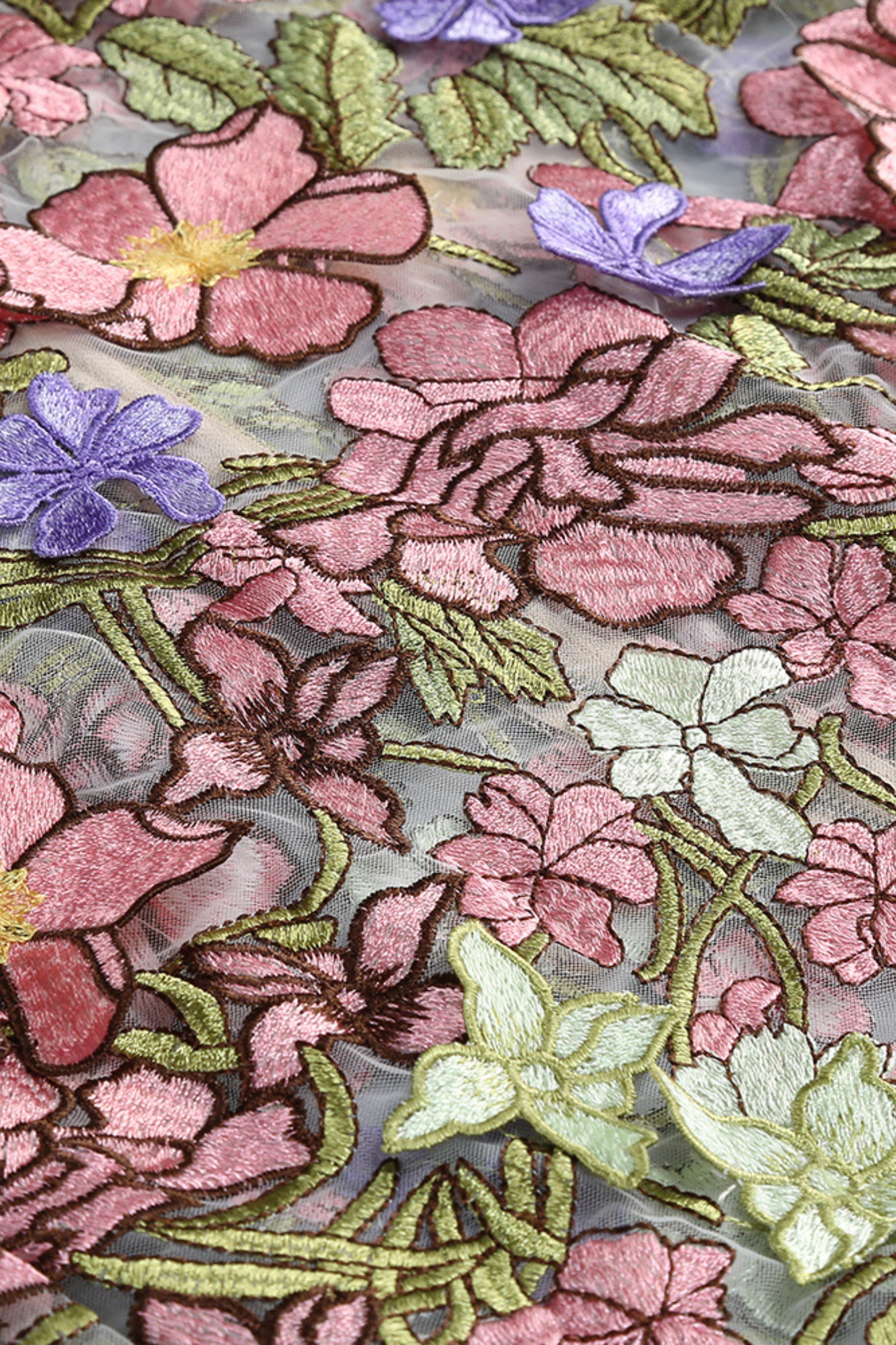 A Blooming Moment Nude Floral Embroidered Strapless Maxi Dress