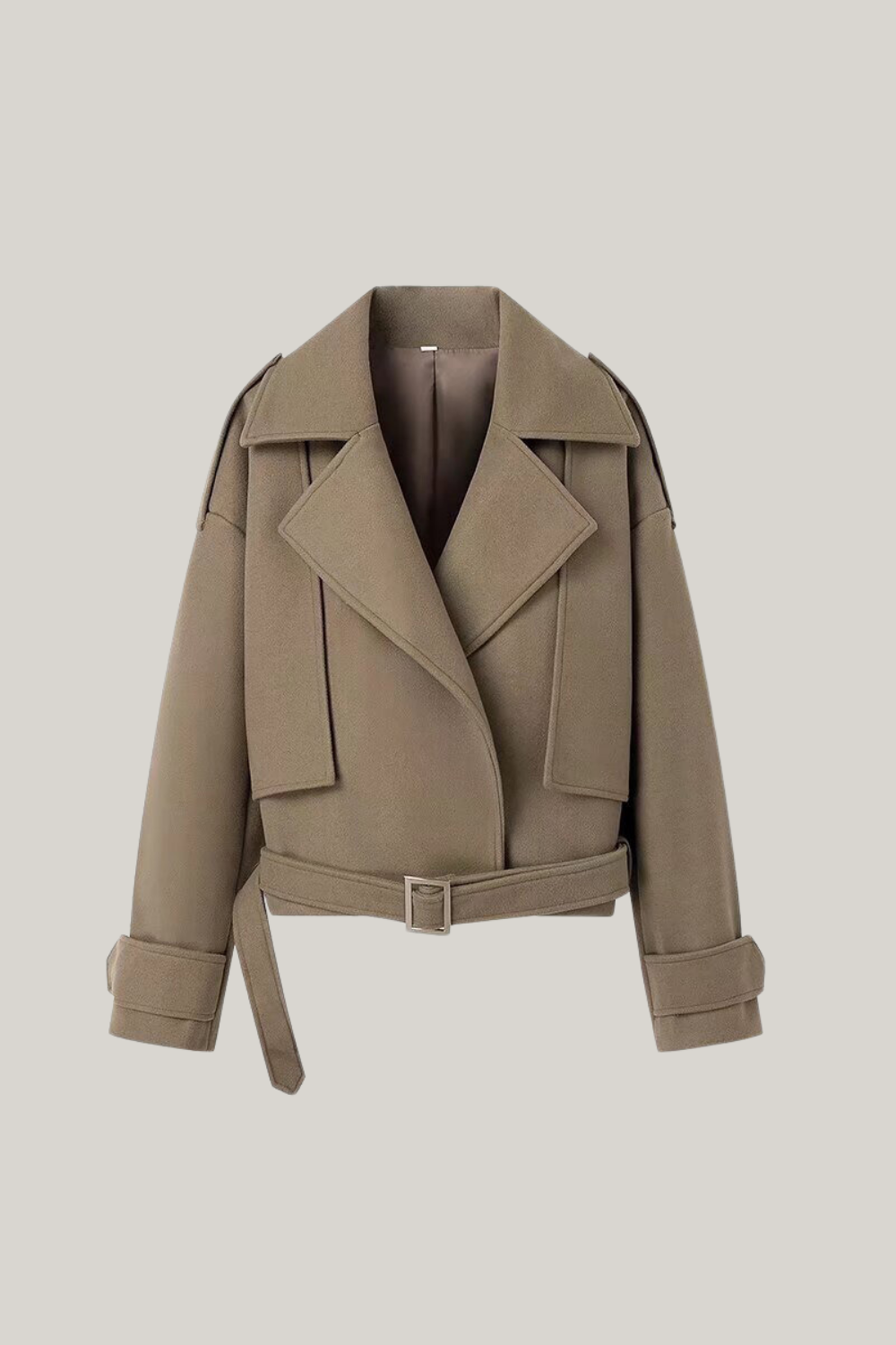 Notched Collar Beltes Jacket-Sunfere Notched Collar Beltes Jacket-Sunfere