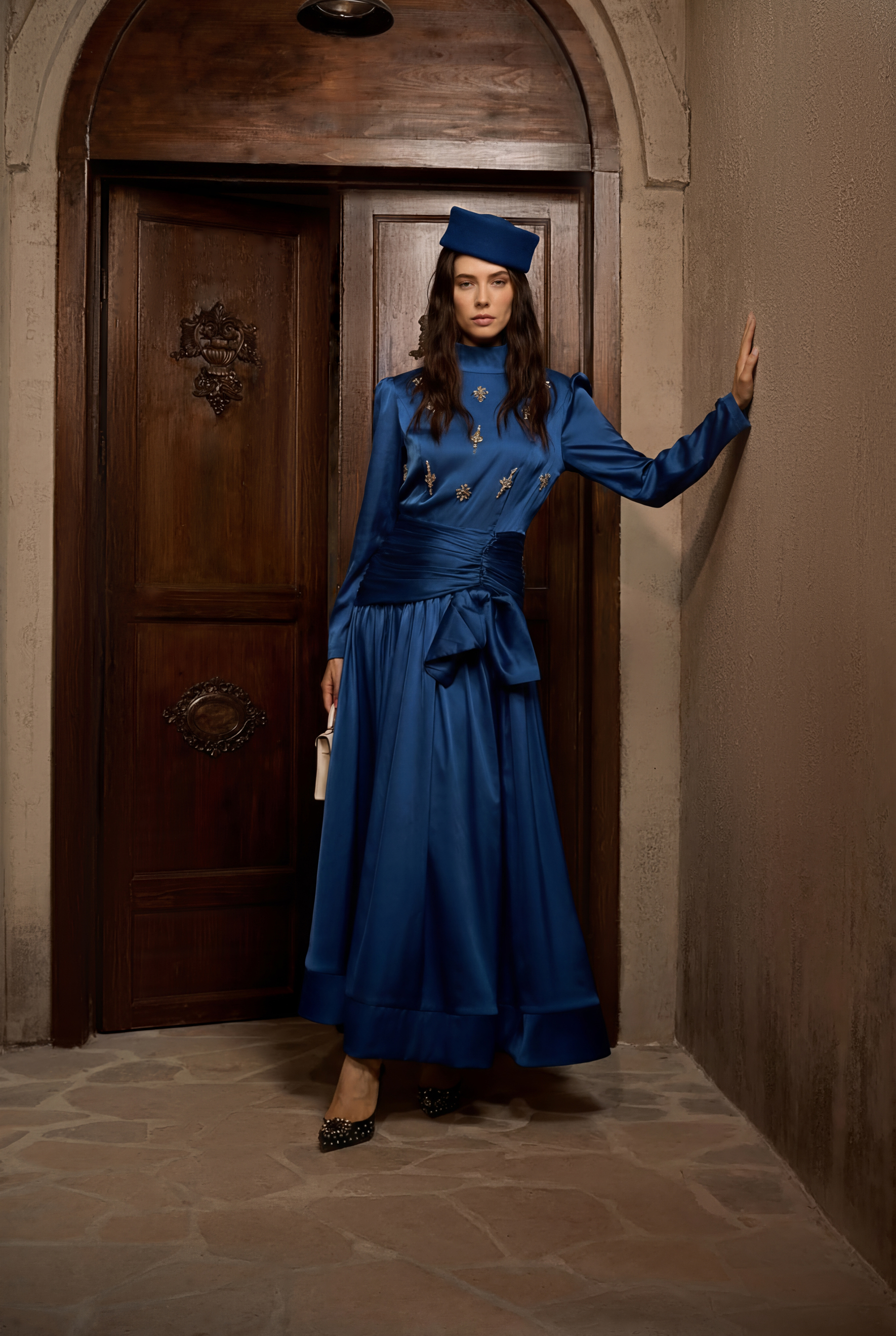 Flirtation Hour Burgundy Diamante Ruched Maxi Dress