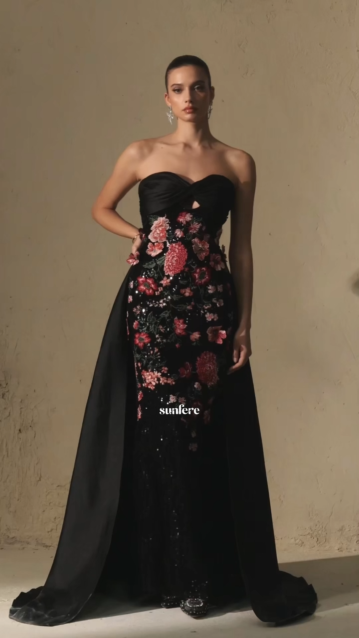 Flaunt It Gorgeous Black Floral Embroidered Cutout Maxi Dress