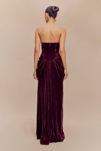 Dorothy Velvet Heart Corset Pleated Tube Maxi Dress