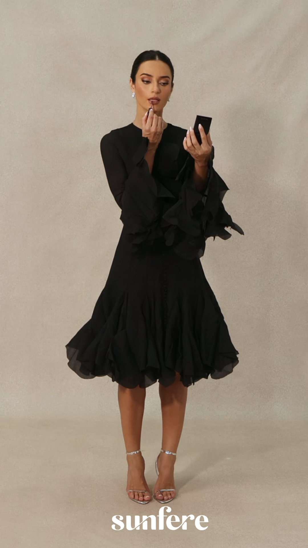 Gloria Long Sleeve Flared Hem Midi Dress