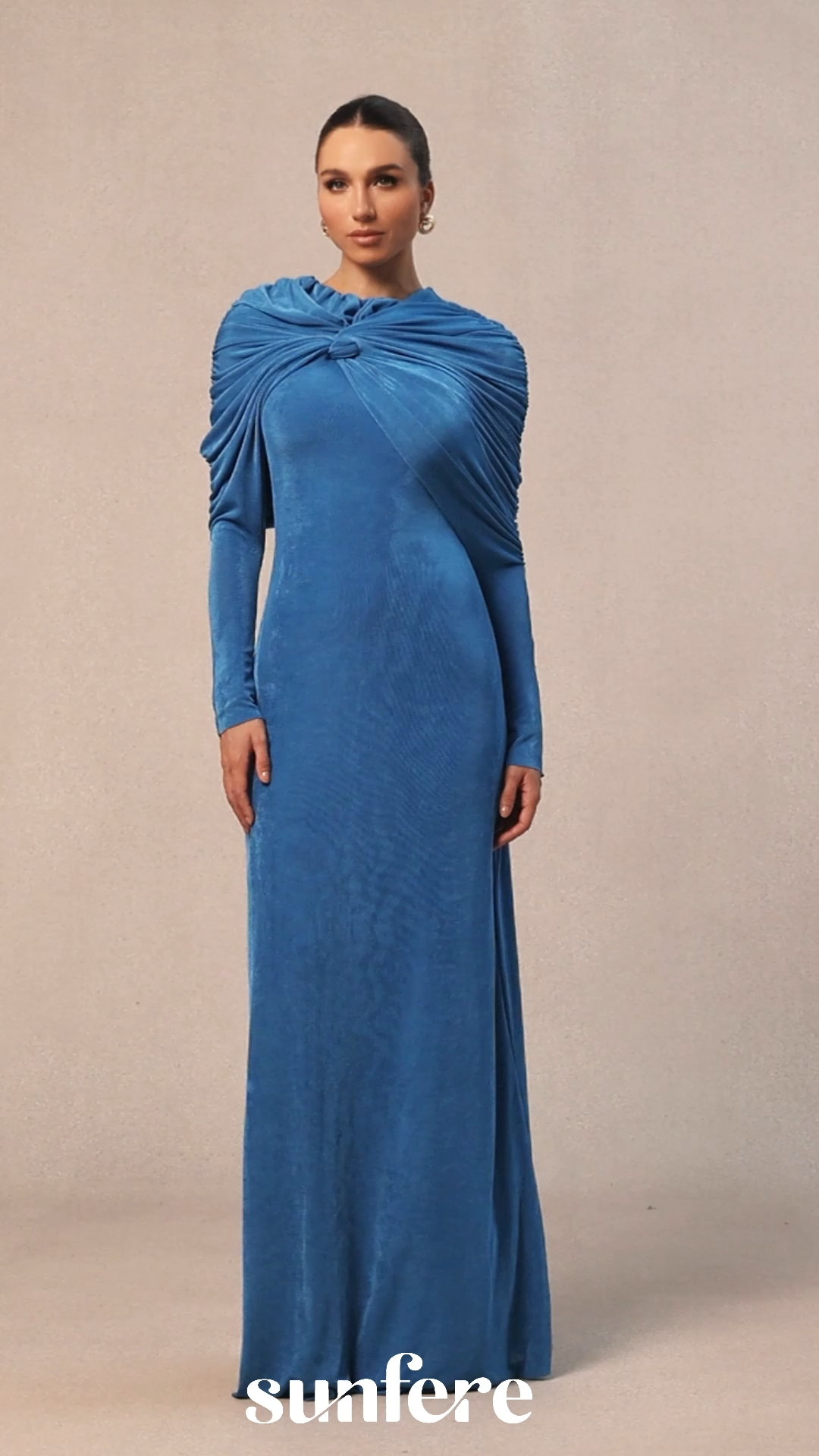 Virginia Asymmetric Long Sleeve Maxi Dress