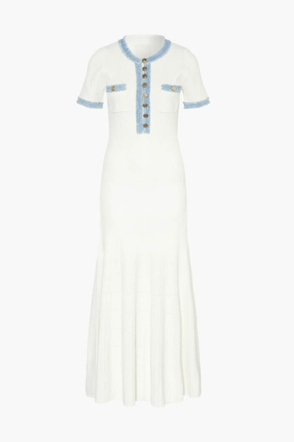 Elma Round Neck Knit Midi Shirt Dress