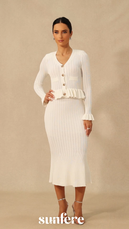 Alice Ruffle Ribbed Knit Midi Dress