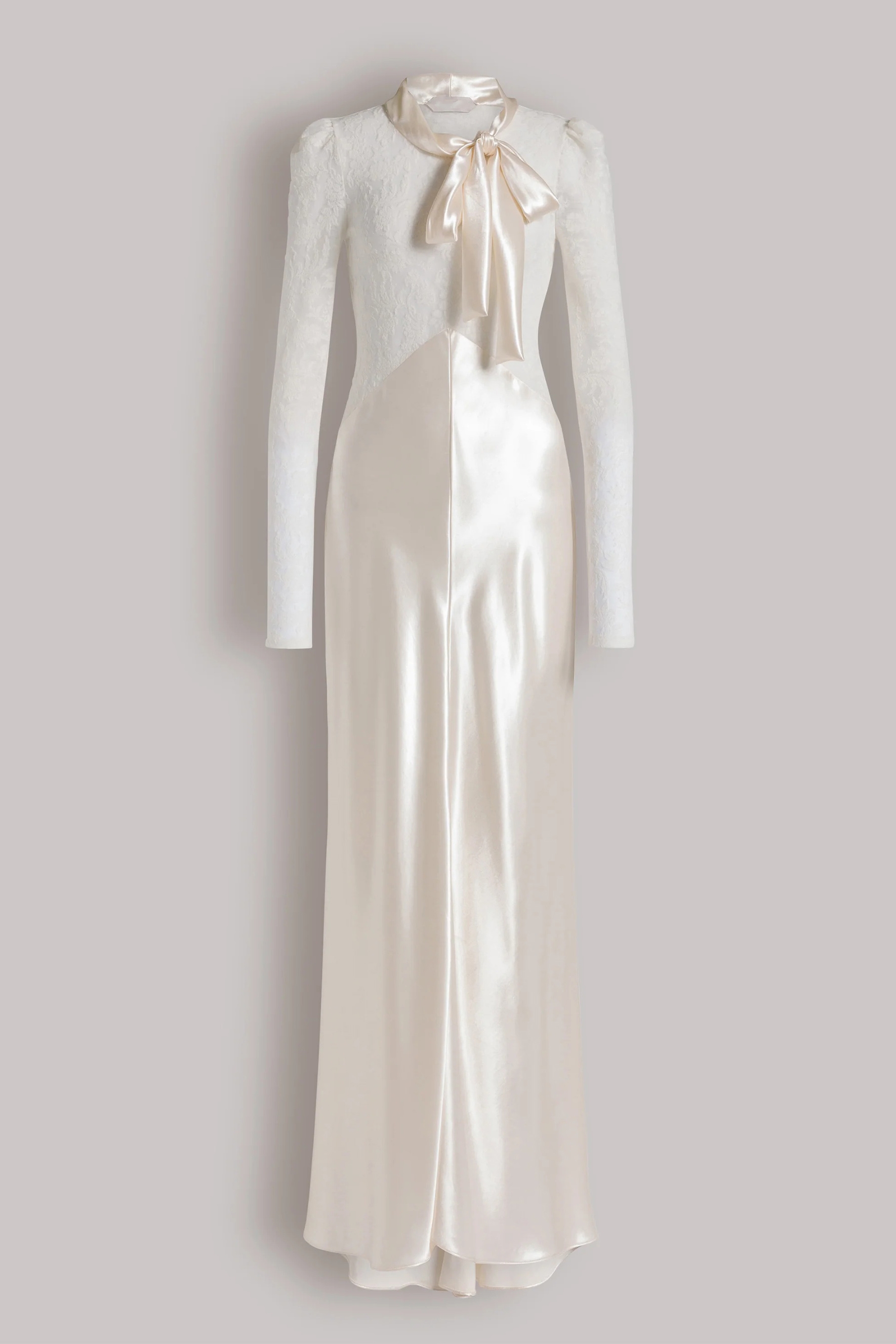 Bragging Rights White Bow Neck Lace Bodice Maxi Dress