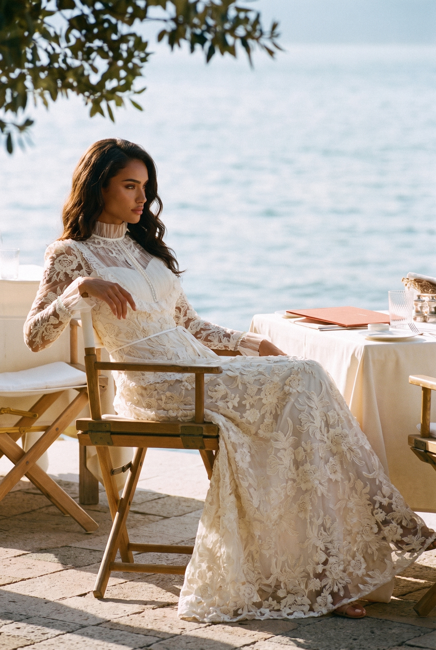 Alice Floral Lace Mock Neck Maxi Dress