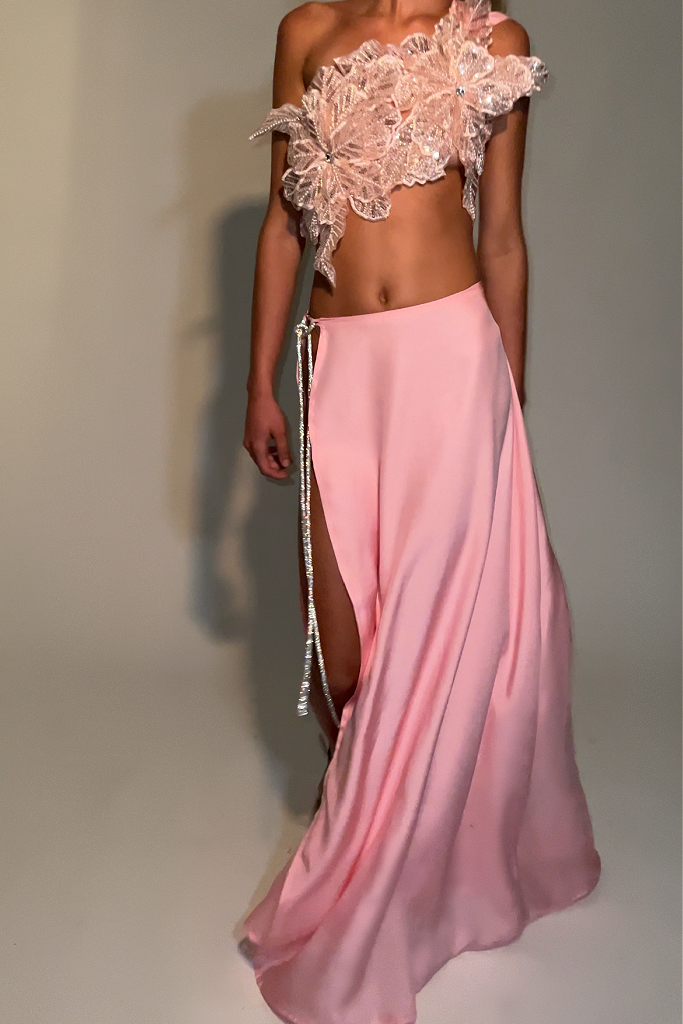 Barbara Embroidered Floral Tube Top & Skirt Set