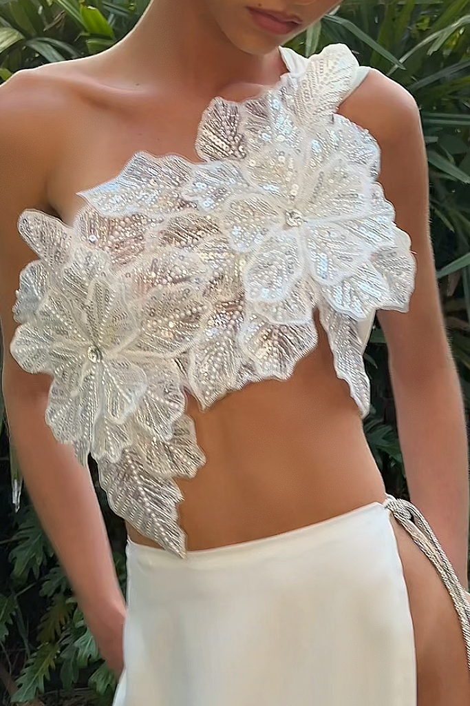 Barbara Embroidered Floral Tube Top & Skirt Set