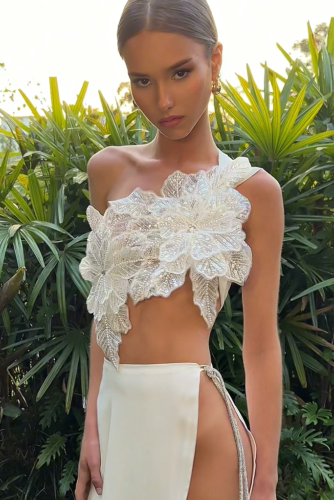 Barbara Embroidered Floral Tube Top & Skirt Set