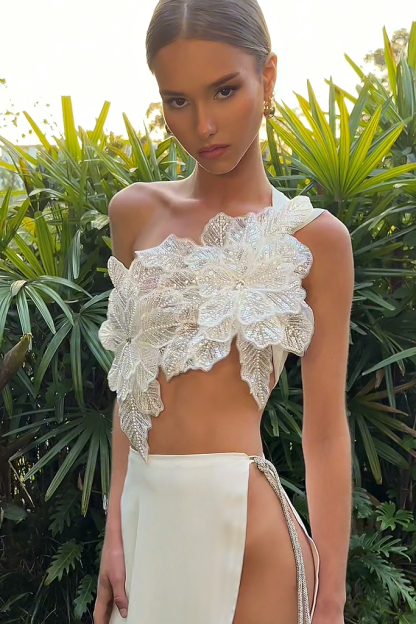 Barbara Embroidered Floral Tube Top & Skirt Set