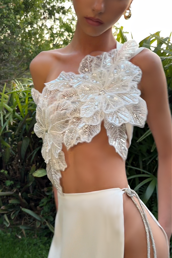 Barbara Embroidered Floral Tube Top & Skirt Set