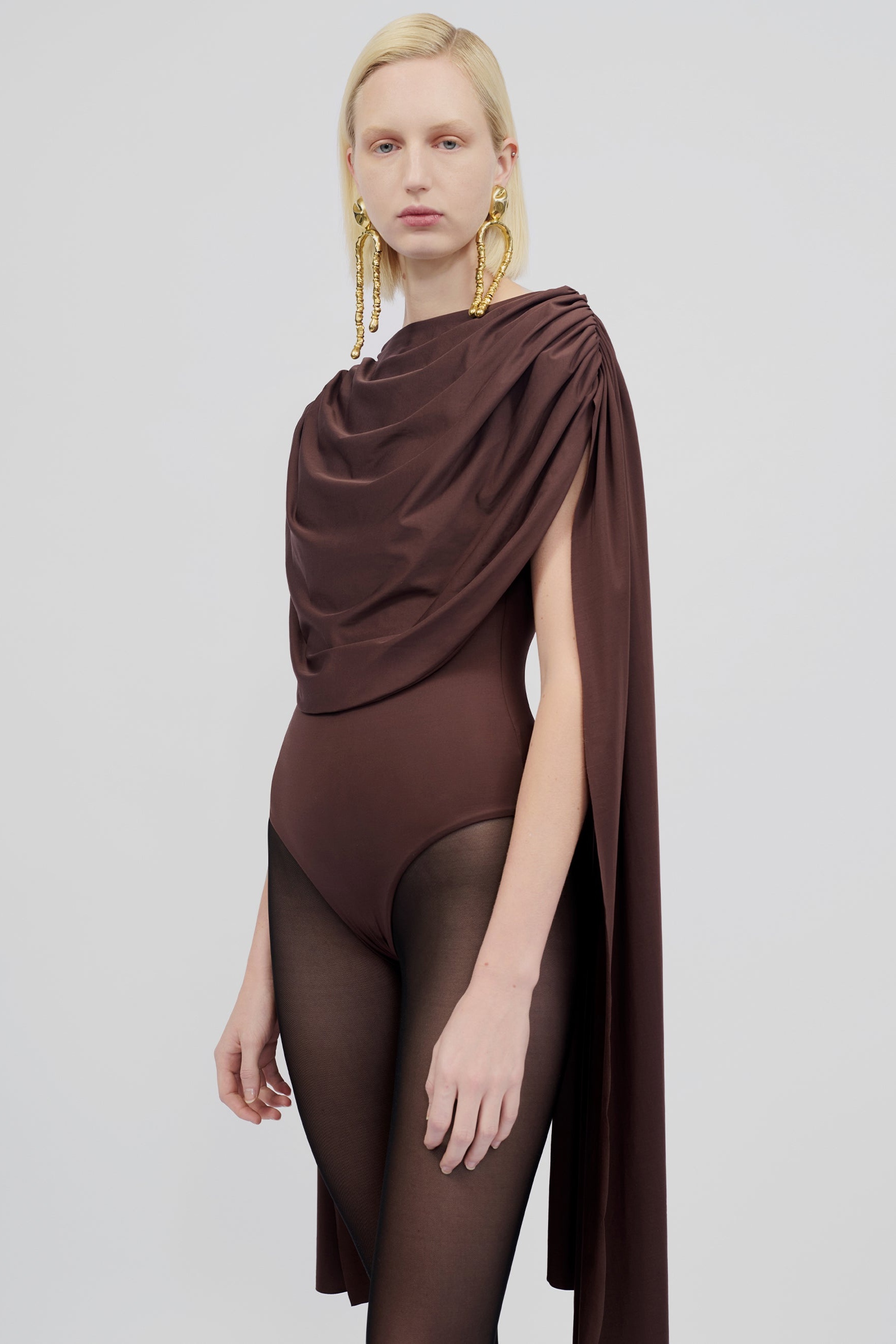 Agatha Cap Sleeve Drape Bodysuit